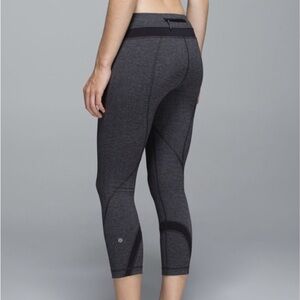 Lululemon Run Inspire Crop Heathered Black Herringbone